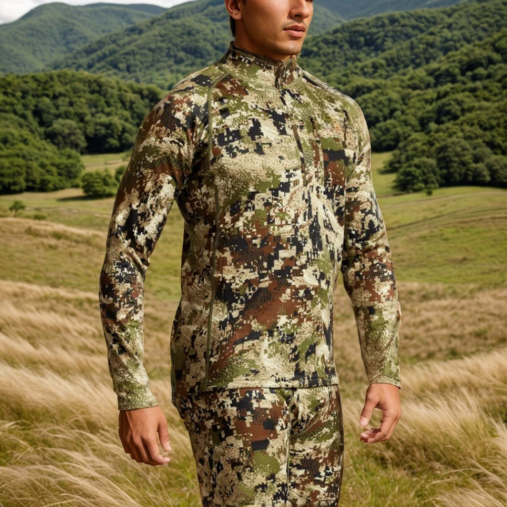 Men's Camo Hunting Suit Quick Dry Comfortable Stretch Mid-level Zip-T