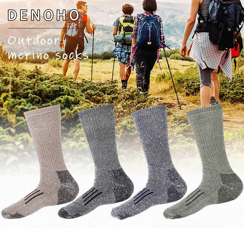 Wool men's socks with long elastic, full wool loops, thick needles, 108 stitches, reverse yarn knitting, long tube sheepskin