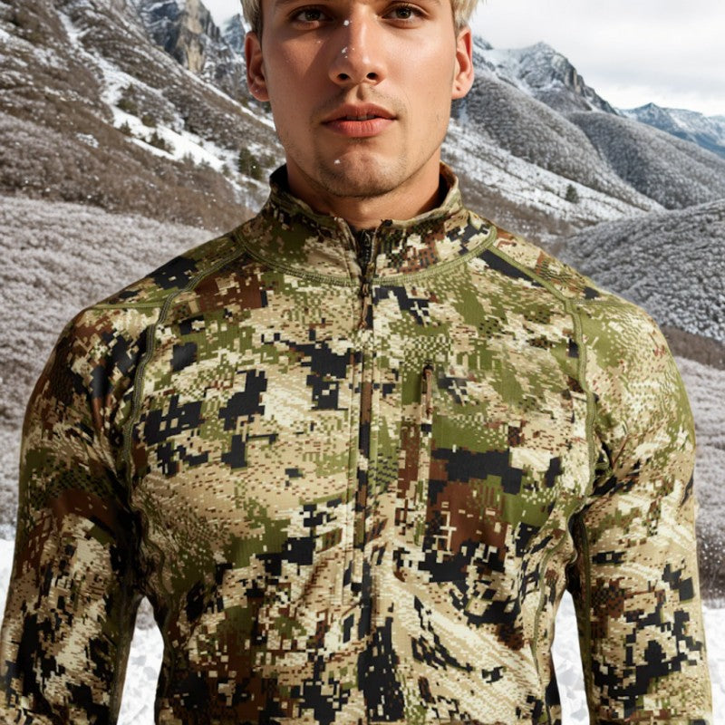 Men's Camo Hunting Suit Quick Dry Comfortable Stretch Mid-level Zip-T