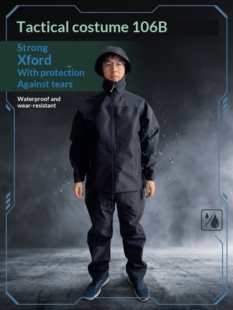 Men's Outdoor Hunting Fishing Hard Shell Waterproof Windproof Breathable Print Pants Raincoat with Ventilation Panels