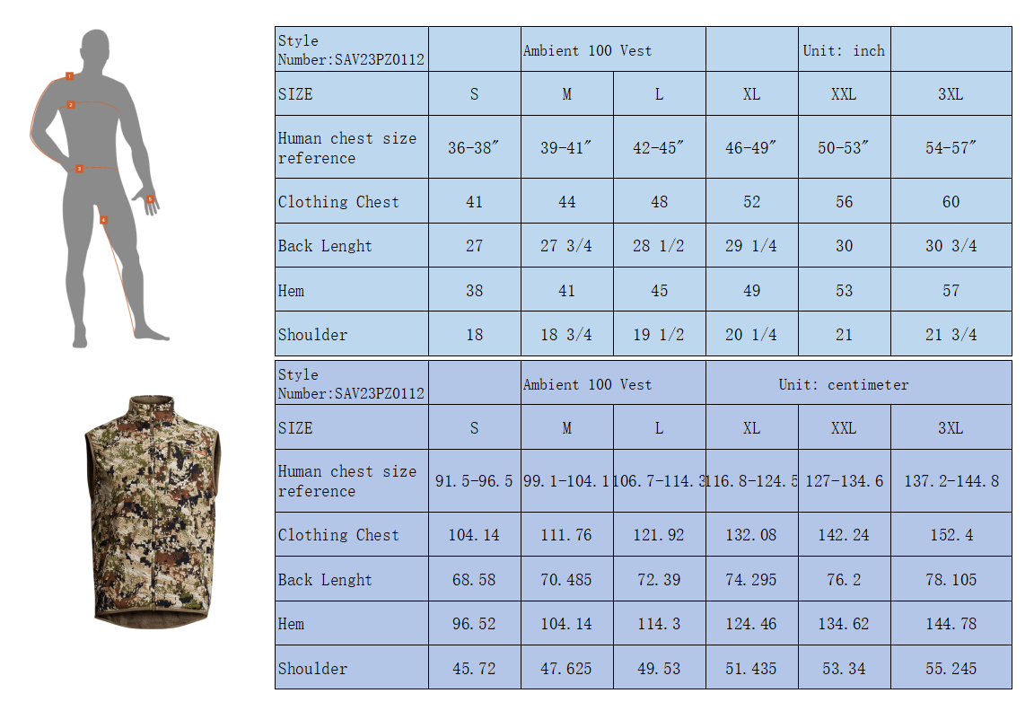 High Quality Fall Winter Men's Fishing Camouflage Ambient 100 Vest Hunting Vest