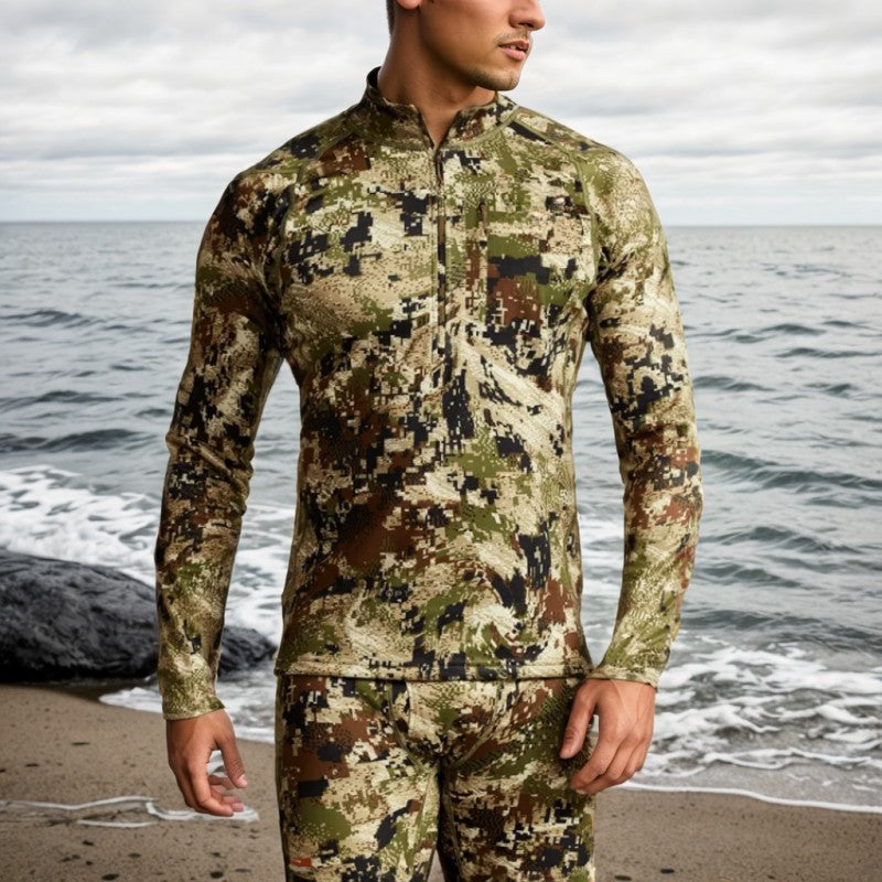 Men's Camo Hunting Suit Quick Dry Comfortable Stretch Mid-level Zip-T