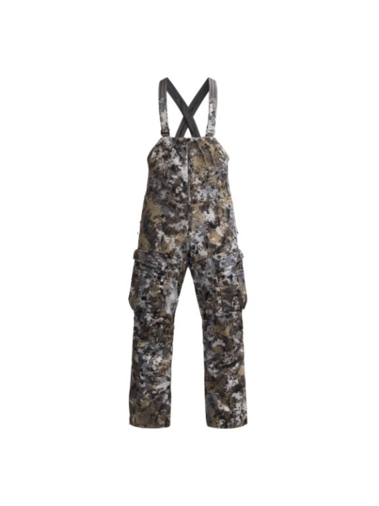 Fleece hunting cargo pants made of polyester synthetic fabric, warm and durable with camouflage pattern.