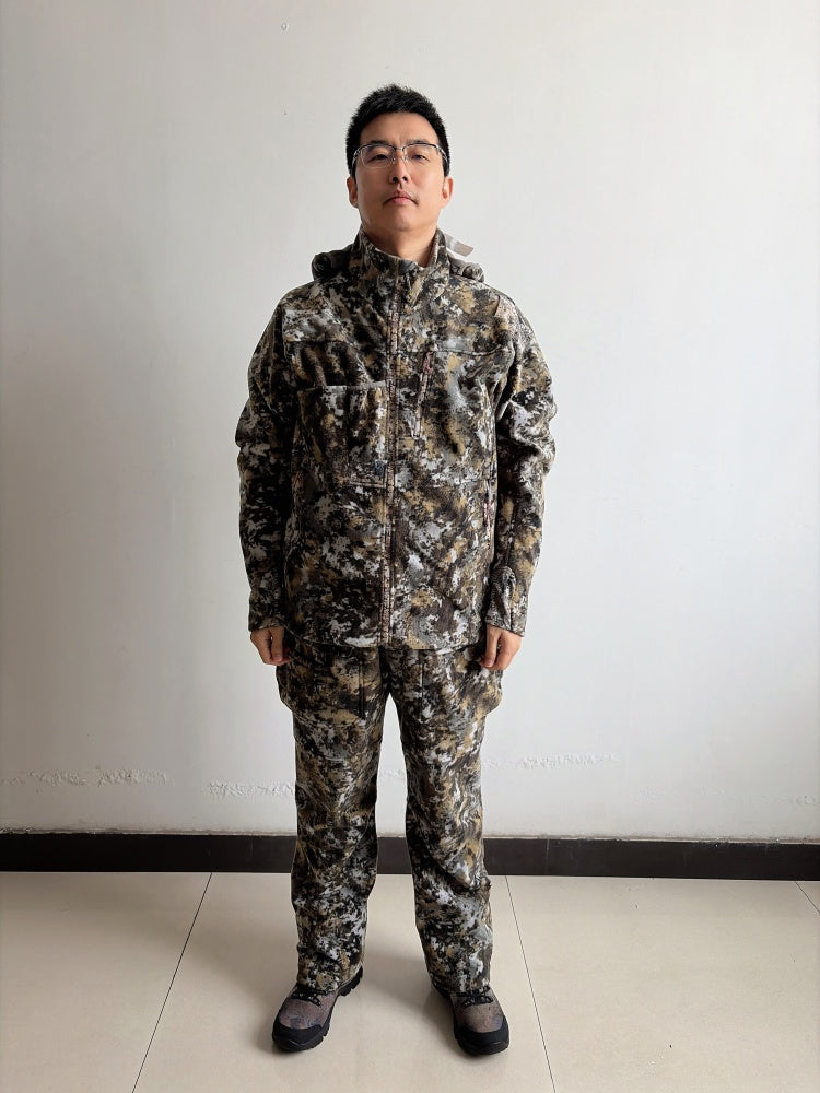 Polyester Fleece Hunting Jacket, Warm Synthetic Fabric, Camouflage Jacket