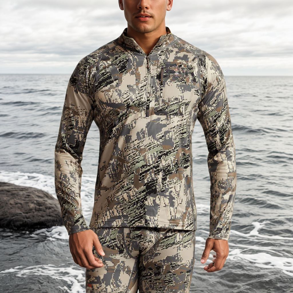 Men's Camo Hunting Suit Quick Dry Comfortable Stretch Mid-level Zip-T