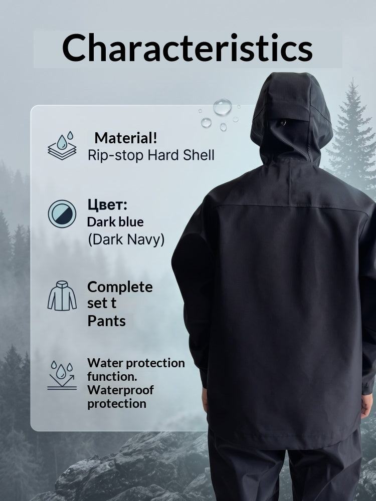 Men's Waterproof Windproof Breathable Hard Shell Hunting Raincoat Dew Point Jacket Fishing and Hunting Apparel