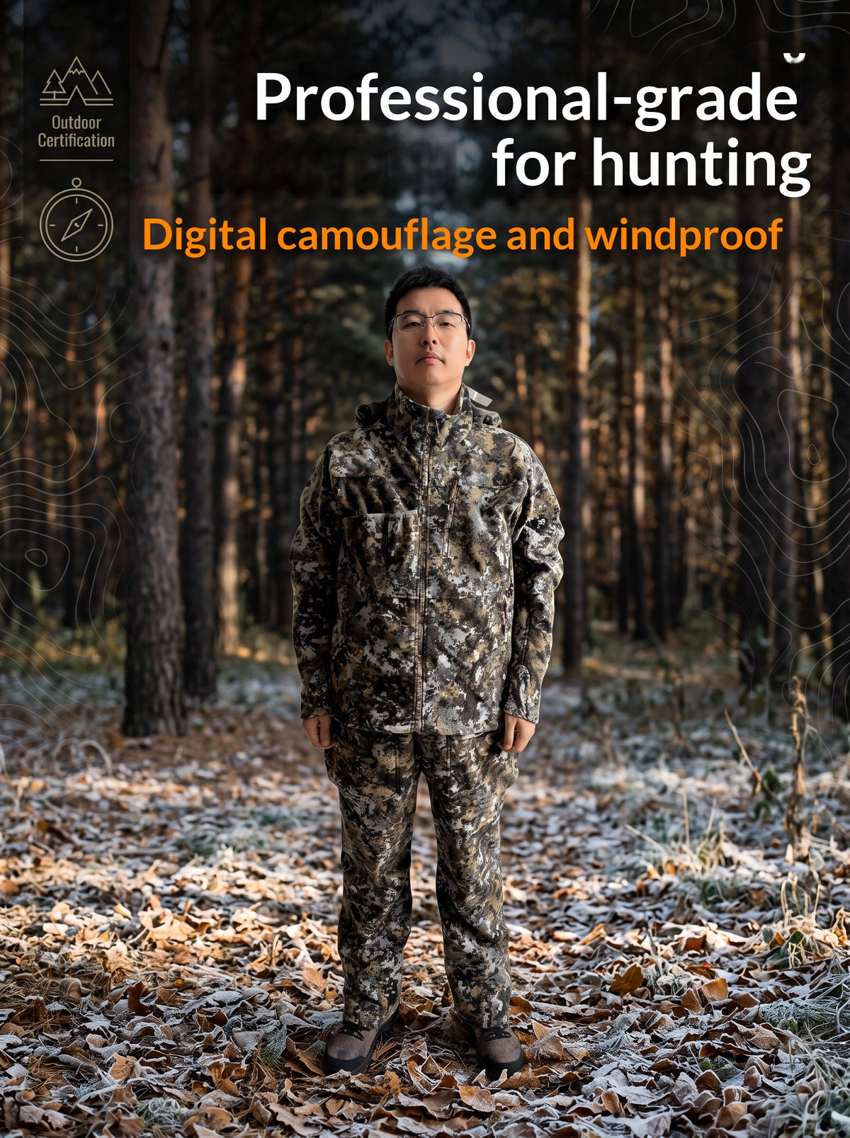 Polyester Fleece Hunting Jacket, Warm Synthetic Fabric, Camouflage Jacket