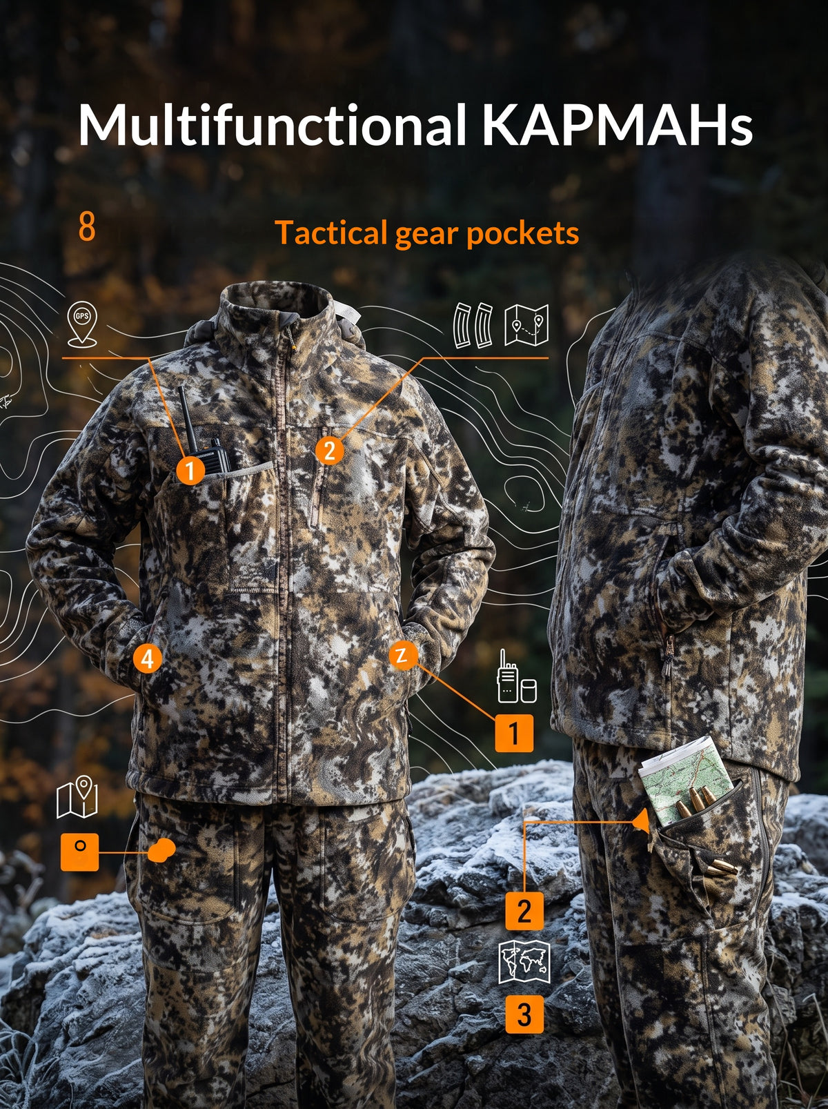 Polyester Fleece Hunting Jacket, Warm Synthetic Fabric, Camouflage Jacket