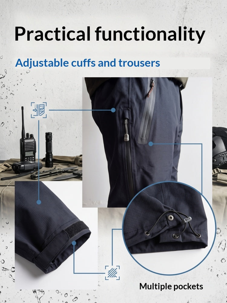 Men's Outdoor Hunting Fishing Hard Shell Waterproof Windproof Breathable Print Pants Raincoat with Ventilation Panels