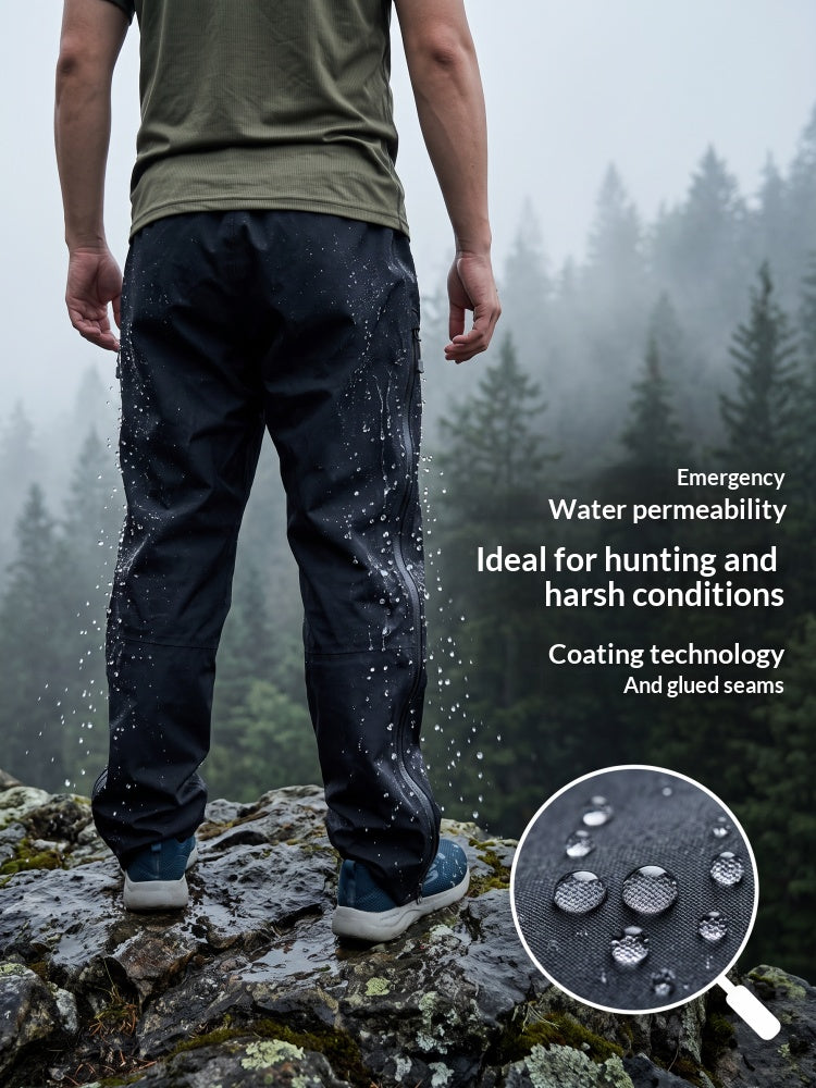 Men's Outdoor Hunting Fishing Hard Shell Waterproof Windproof Breathable Print Pants Raincoat with Ventilation Panels