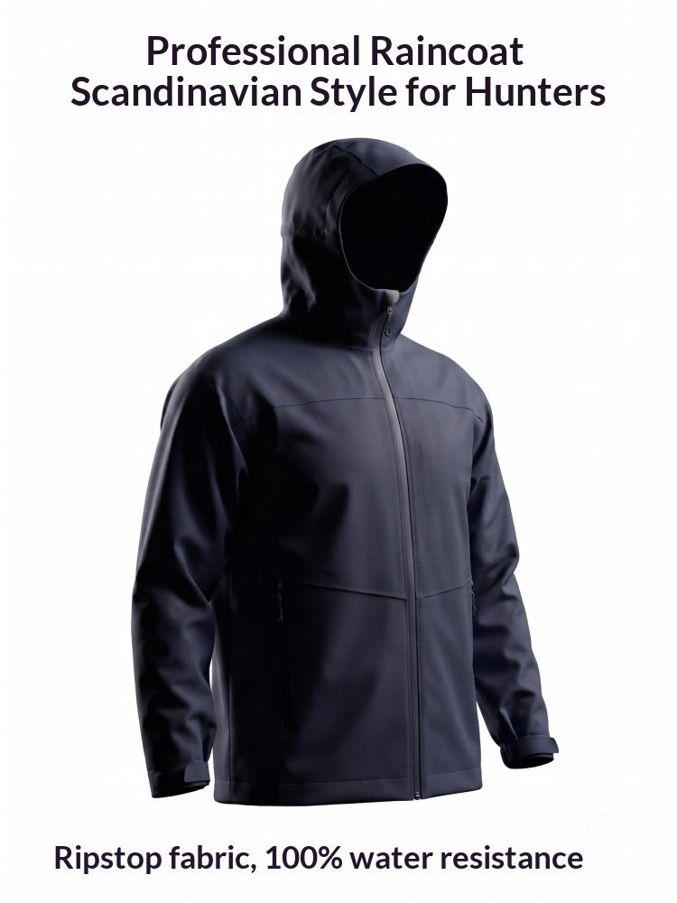 Men's Waterproof Windproof Breathable Hard Shell Hunting Raincoat Dew Point Jacket Fishing and Hunting Apparel